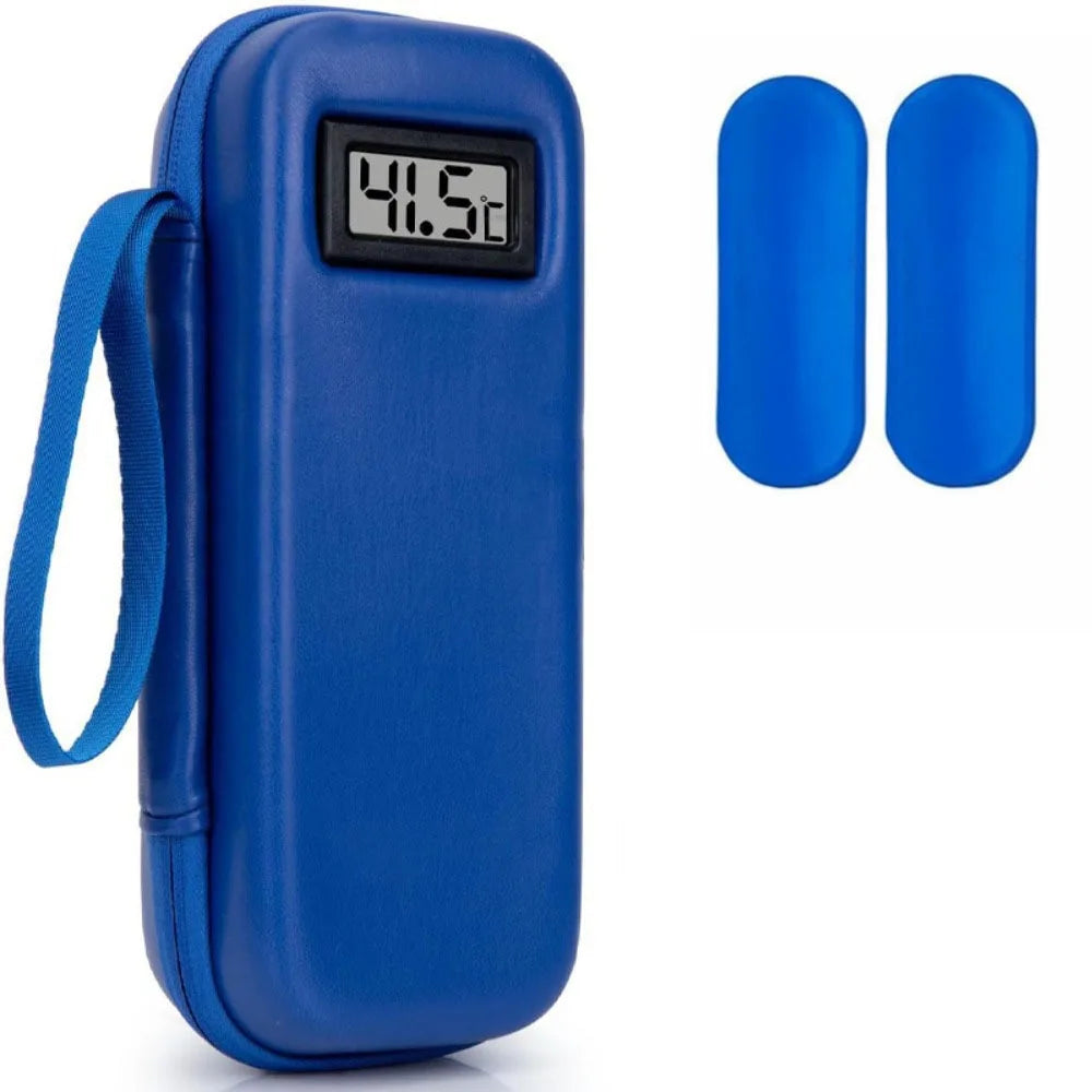 Insulin Cooler Travel Case °C/°F Waterproof Insulin Cooling Bag with Thermometer Display Medicine Organizer Bag for Diabetics