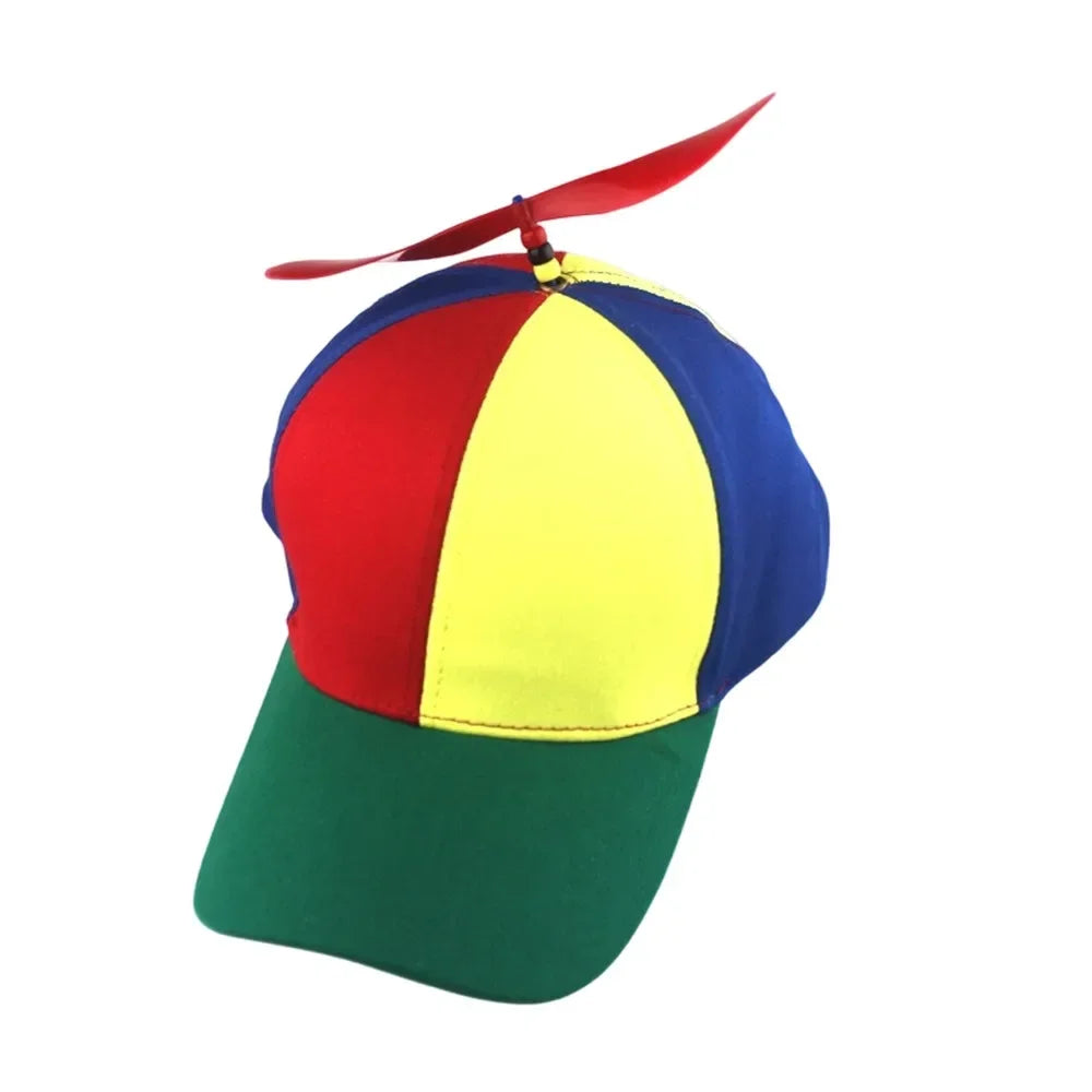 Color Block Baseball Cap with Decorative Top Propeller