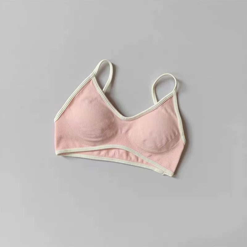 Women's Contrast Trim Thin Strap Sports Bra