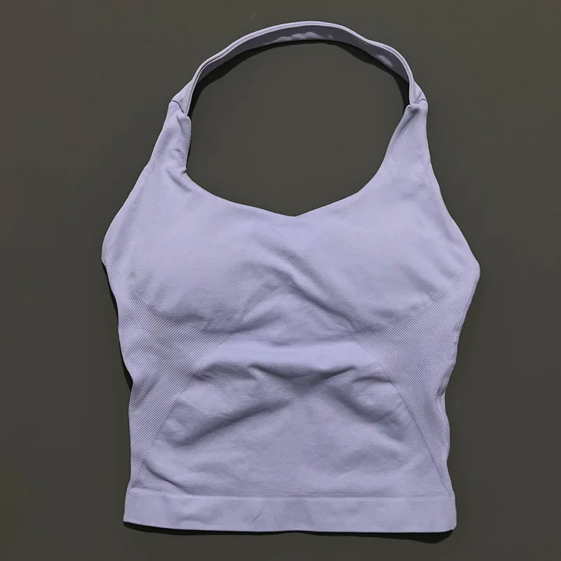 Women's Halter Neck Longline Fitted Tank Top For Workout Outfits