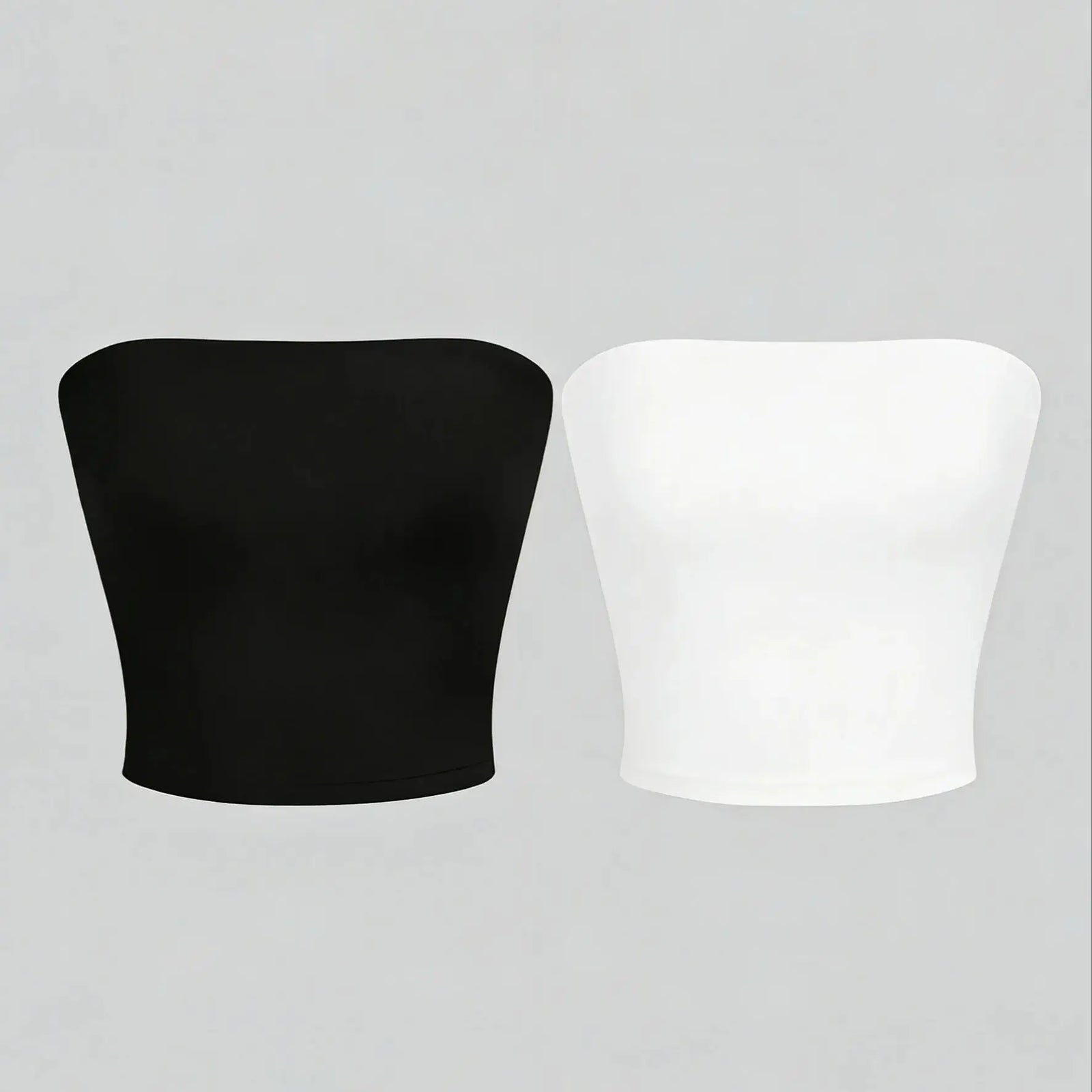 Women's Strapless Polyester Bandeau Crop Top with Straight Neckline