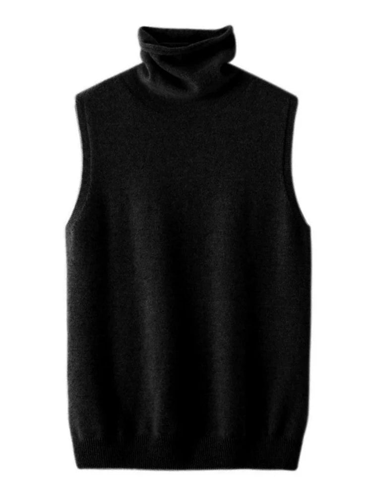 Women's Turtleneck Sleeveless Knit Vest Casual Knit Layer