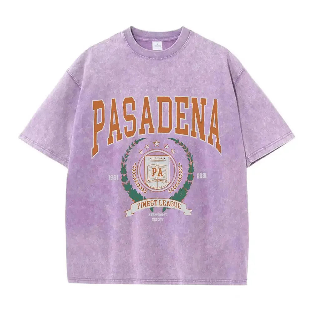 Summer Unisex Washed Cotton T-shirt with Fashionable Design and Printed Top Loose and Worn Round Neck Streetwear
