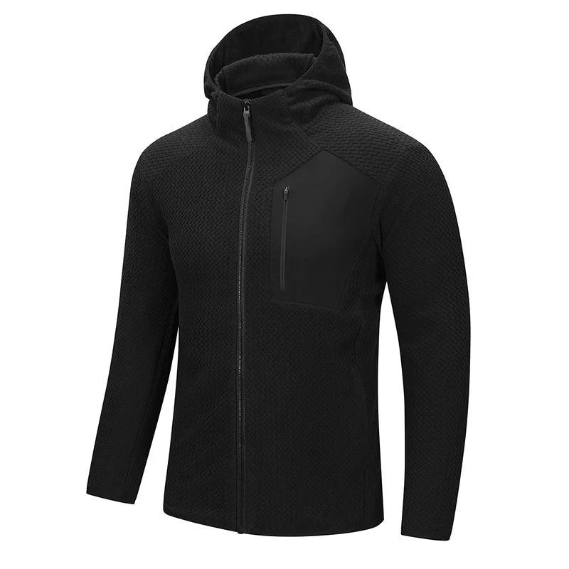 Men's Solid Long-Sleeve Zip-Front Hoodie
