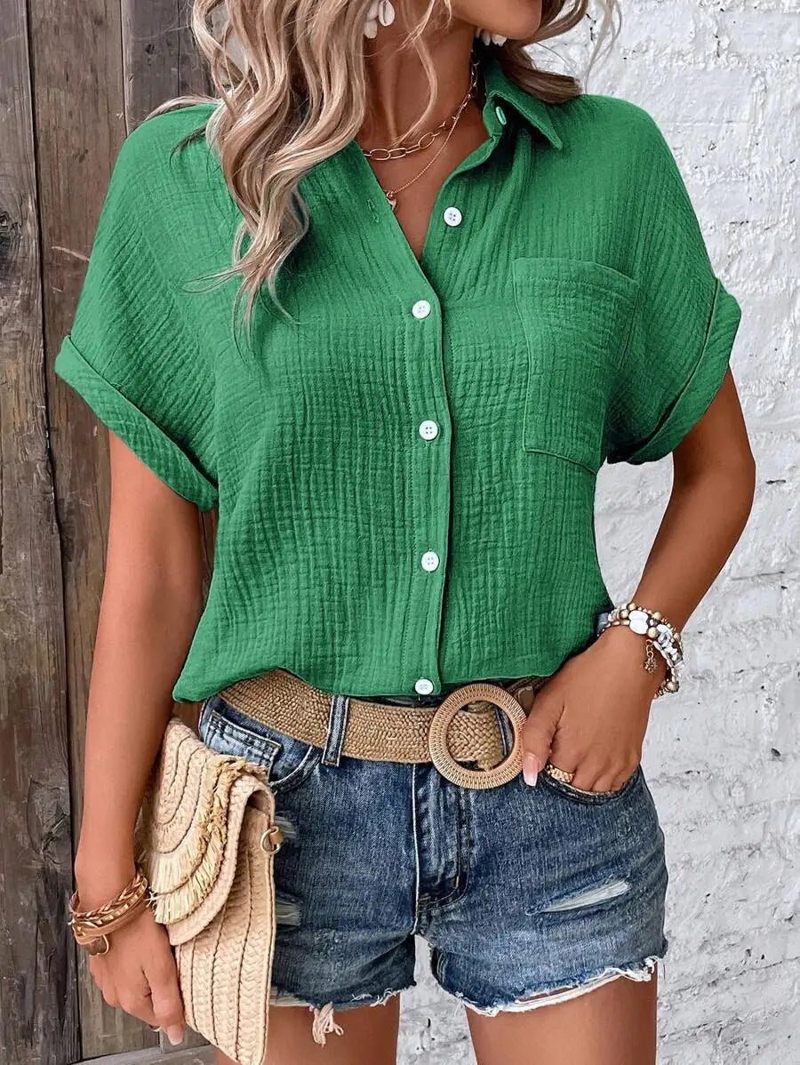 Women's Collared Short Sleeve Shirt