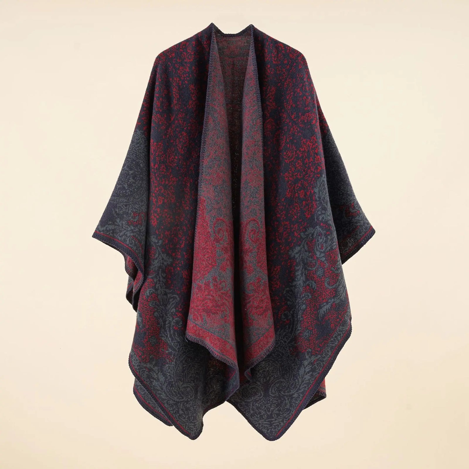 Patterned Open Front Poncho for Layering over Outfits