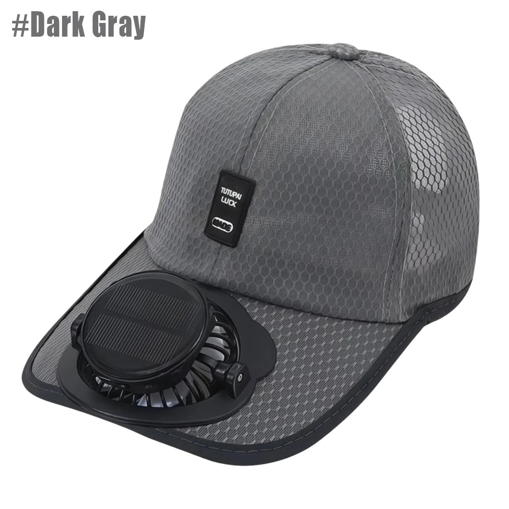 Mesh Baseball Cap with Built In Fan and Adjustable Back