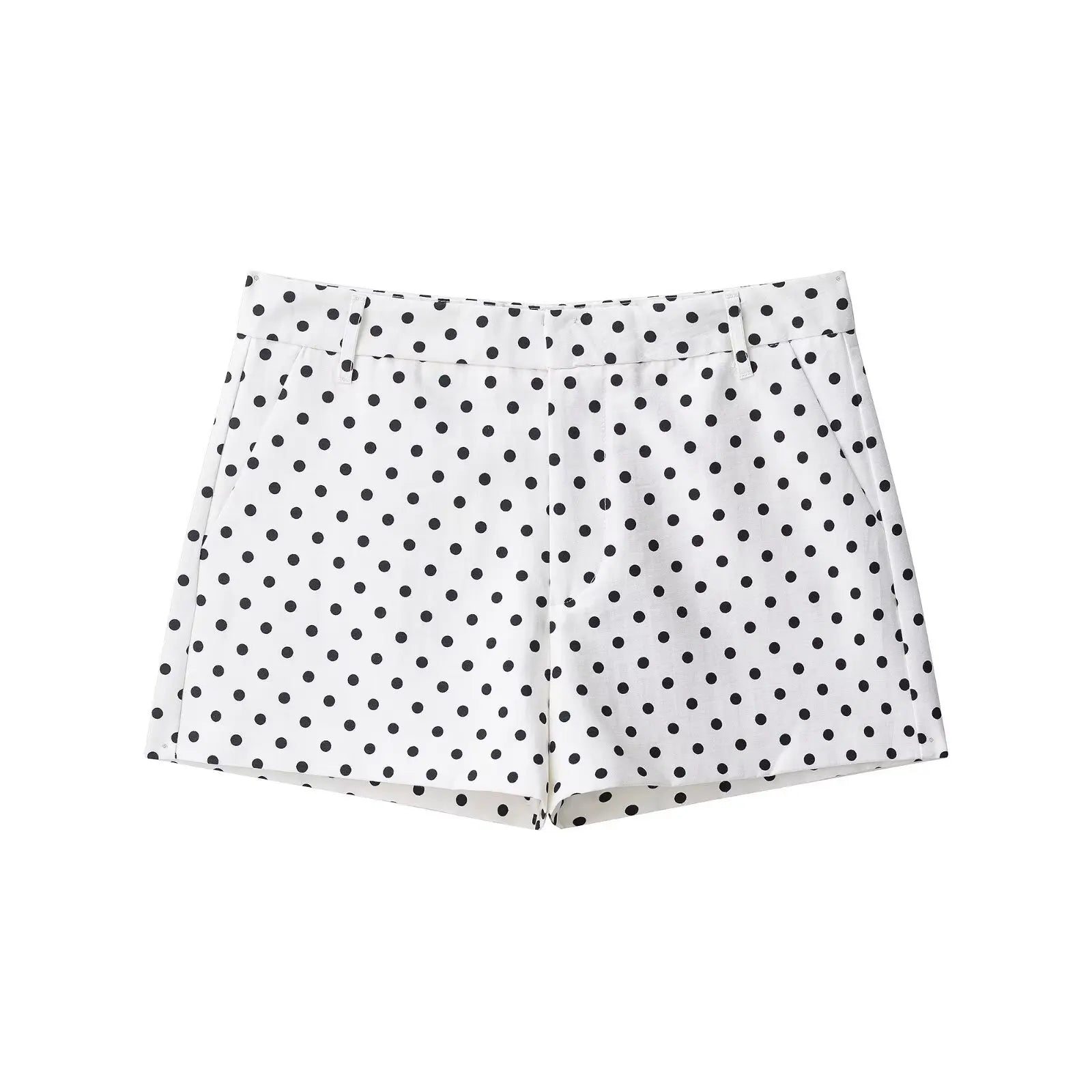 Women's Polyester Polka-Dot Long-Sleeve Zip-Front Collared Jacket with Pockets for Casual Outfits