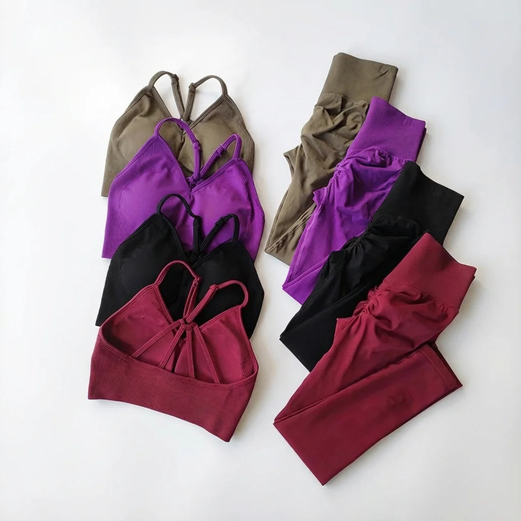 Women's Cross Back Bra And Leggings Yoga Set
