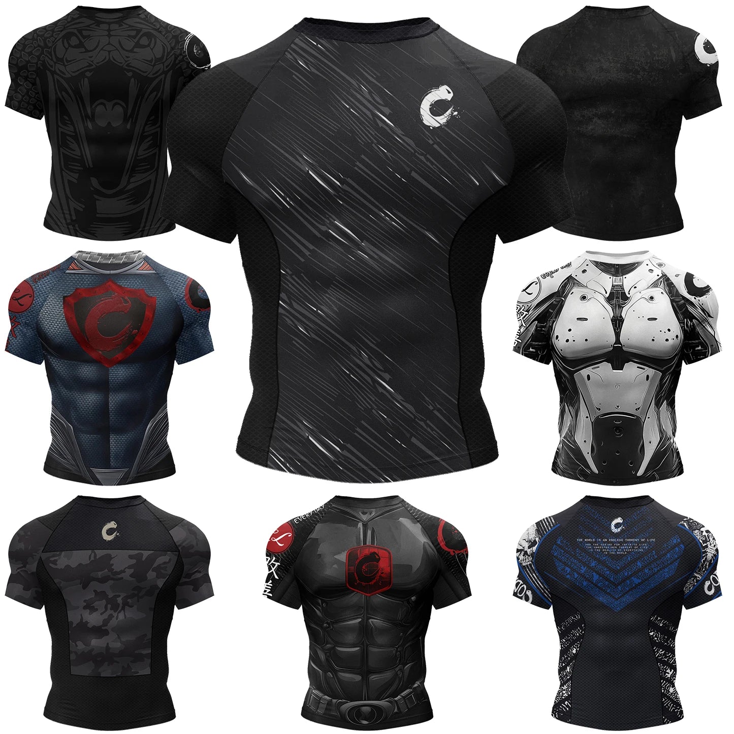 Robot Graphic Compression Short Sleeve T-shirt For Sports Outfits