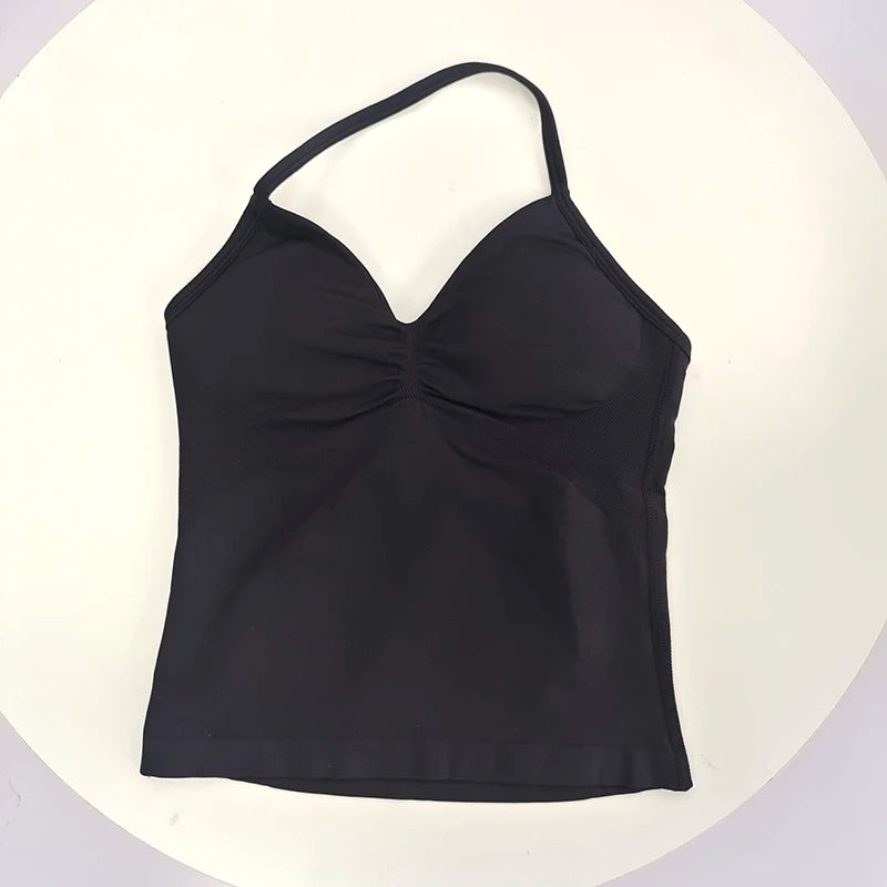 Women's Ruched Halter Neck Sports Bra