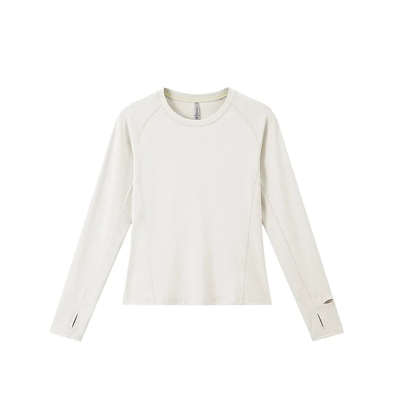 Crew Neck Long Sleeve Wool Blend Hiking Base Layer Shirt