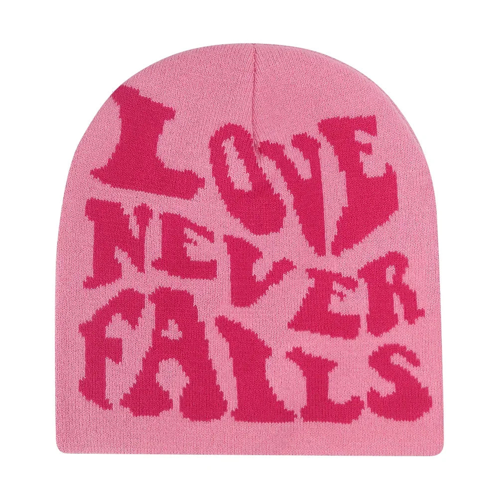 Graphic Knit Beanie with Letter and Pattern Style Options