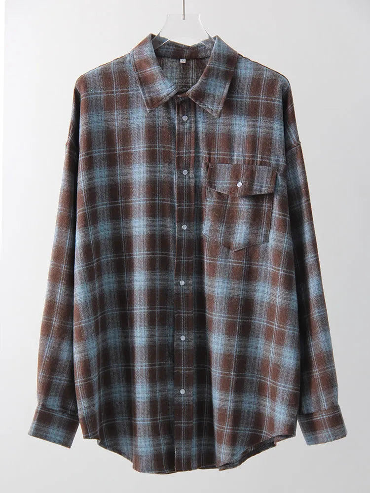 Women's Checked Collared Long Sleeve Shirt