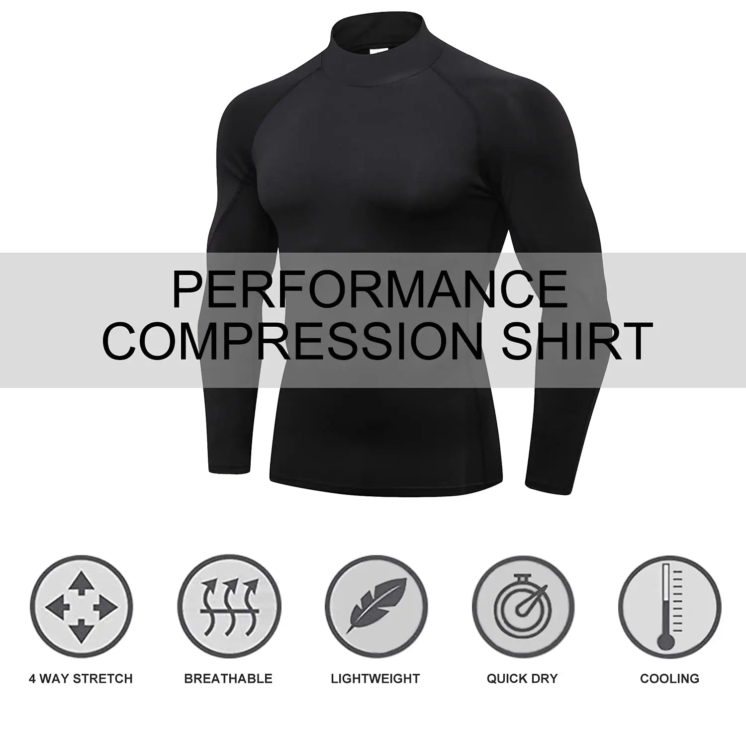 Fitted Crew Neck Long Sleeve Compression T Shirt