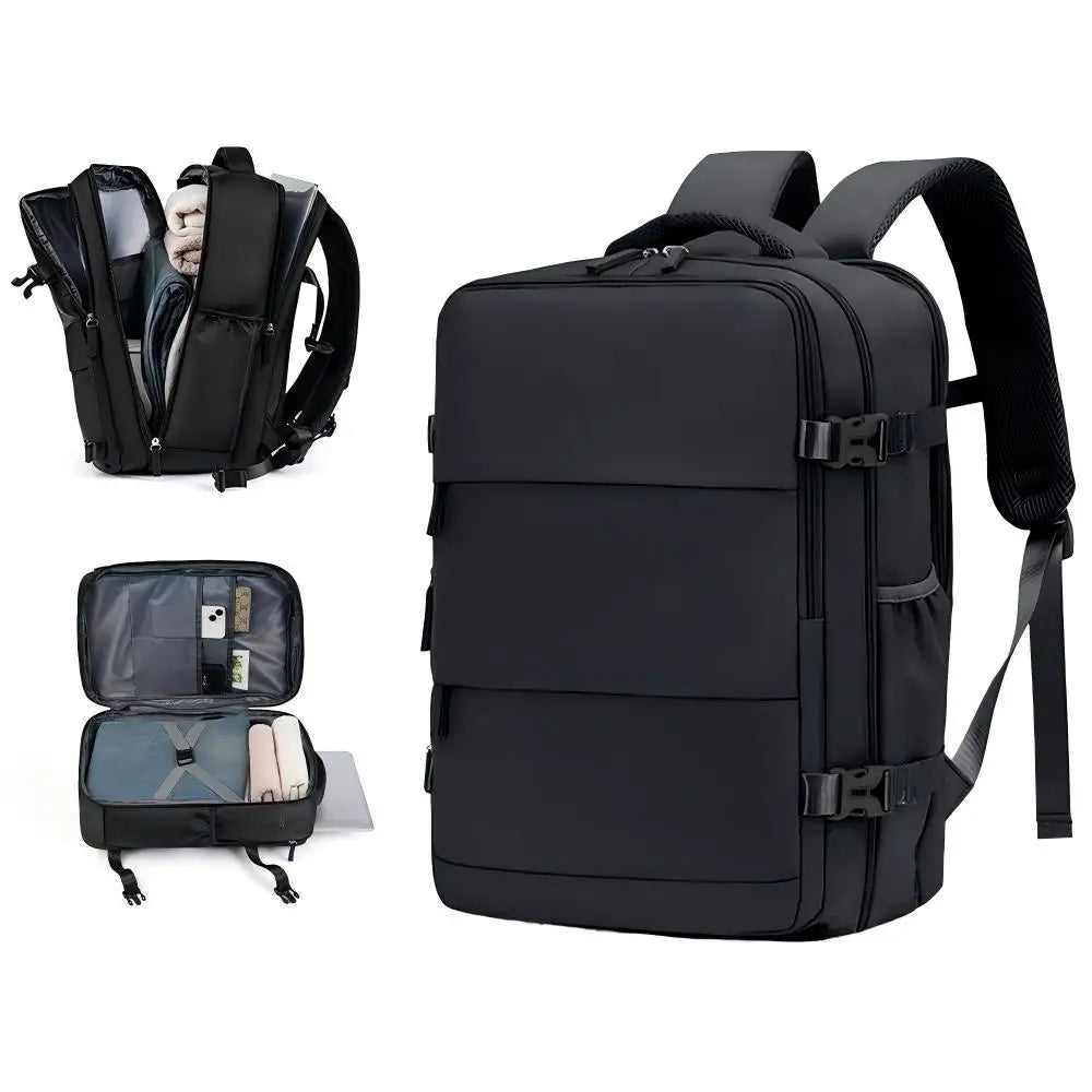 Rectangular Travel Backpack with Zippered Compartments and Carry Handle