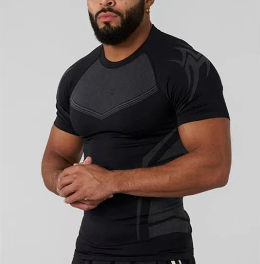 Fitted Crew Neck Short Sleeve Compression T Shirt