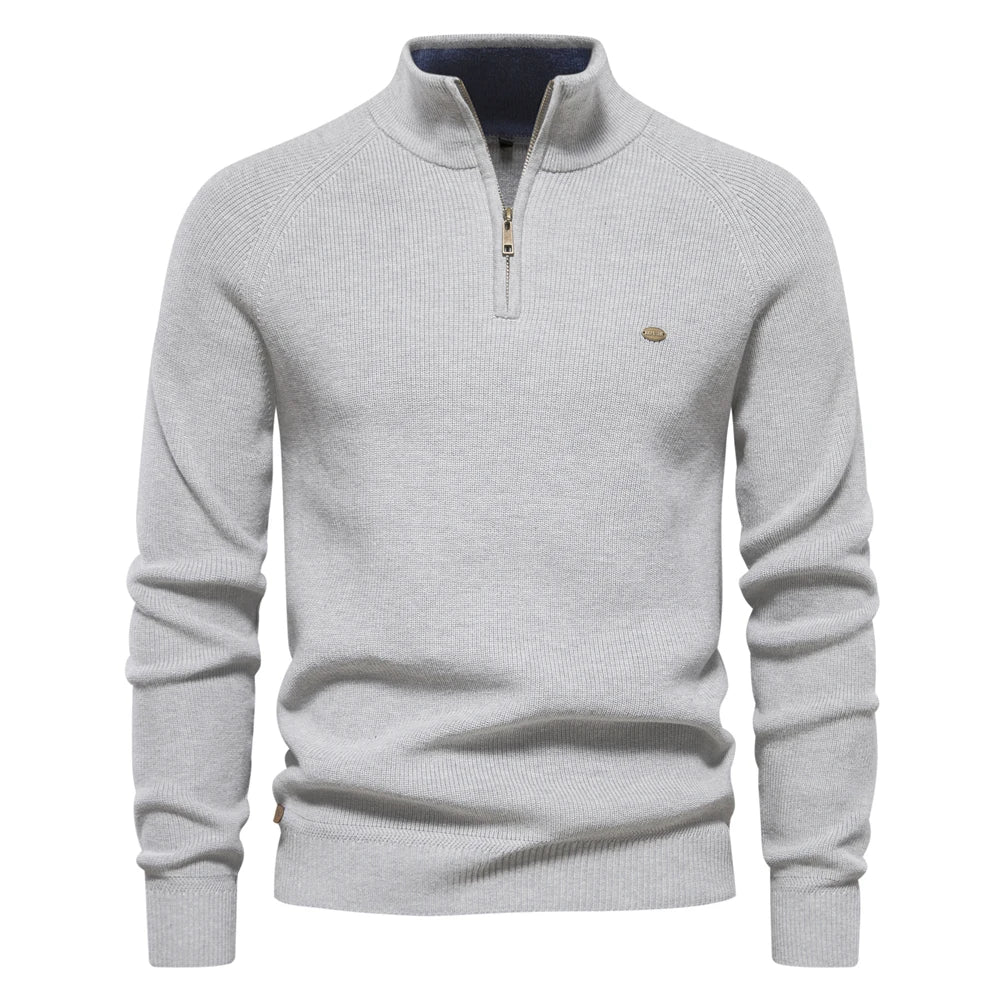 Men's Quarter Zip Long Sleeve Knit Sweater