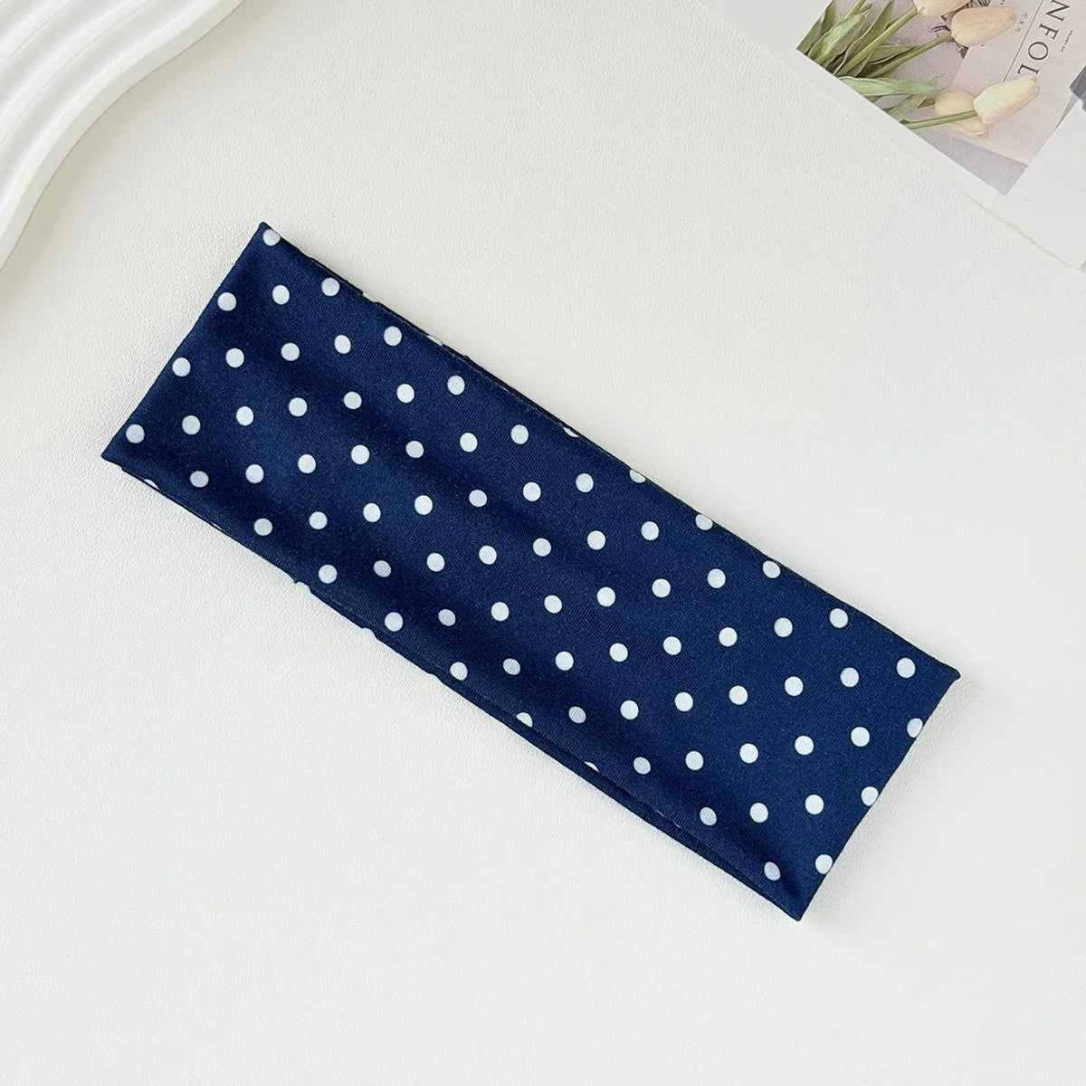 Polka Dot and Button Style Fabric Headband for Hair Styling