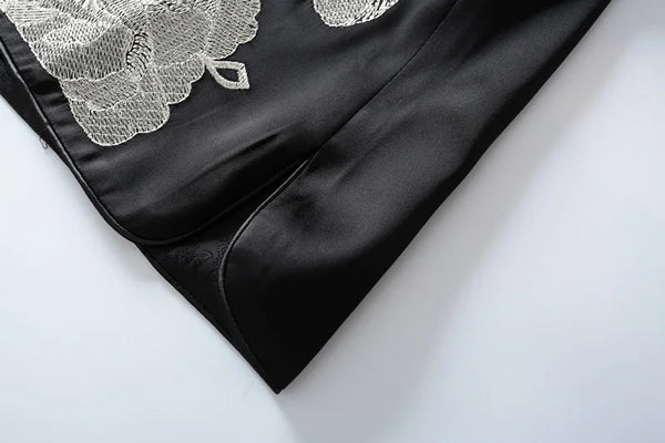 Vest For Women Chinese Style Disc Button Stand Collar Exquisite Craft Embroidery Animal Chiffon Silk Sleeveless Jackets