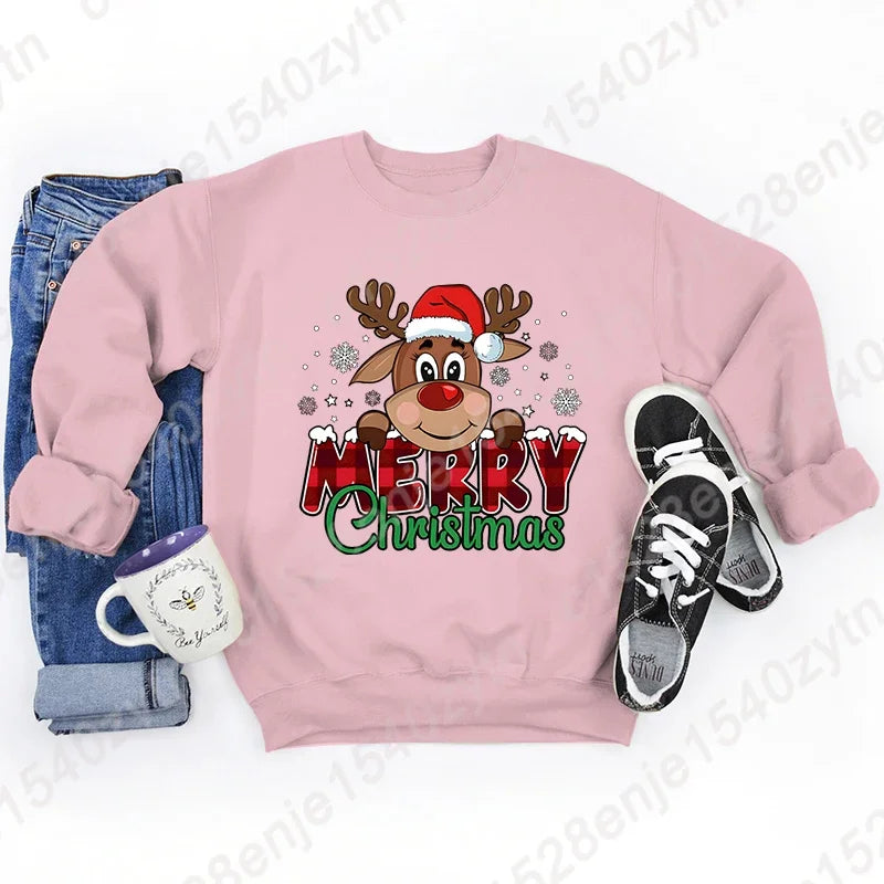 Christmas Graphic Long Sleeve Pullover Casual Sweatshirt for Layering