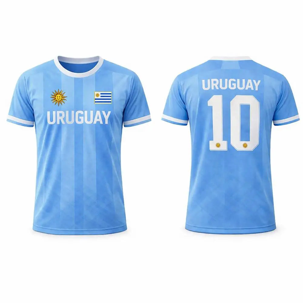 Uruguay Flag Football Short Sleeve Jersey For Sports Outfits