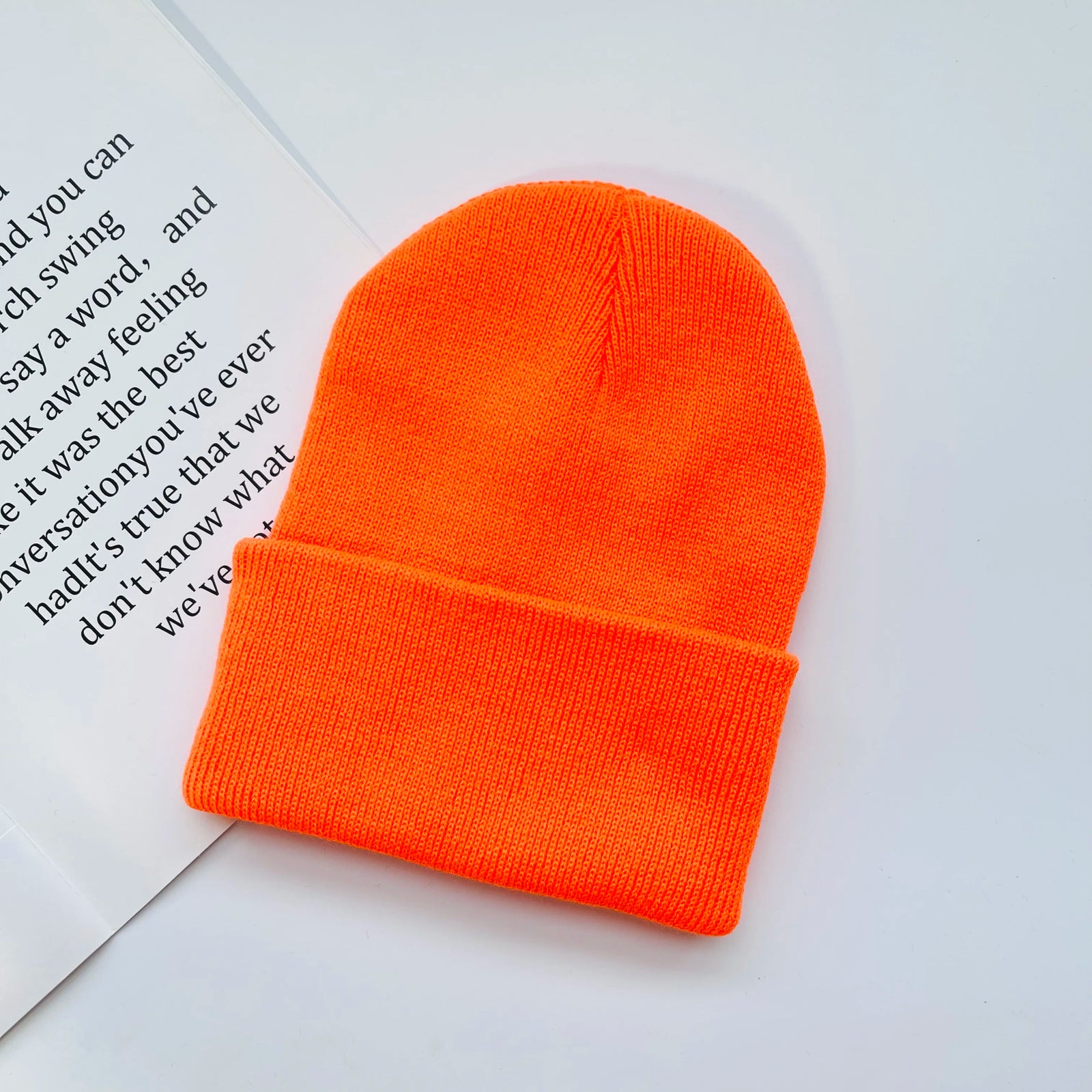 Solid Knit Beanie with Folded Cuff and Color Choices