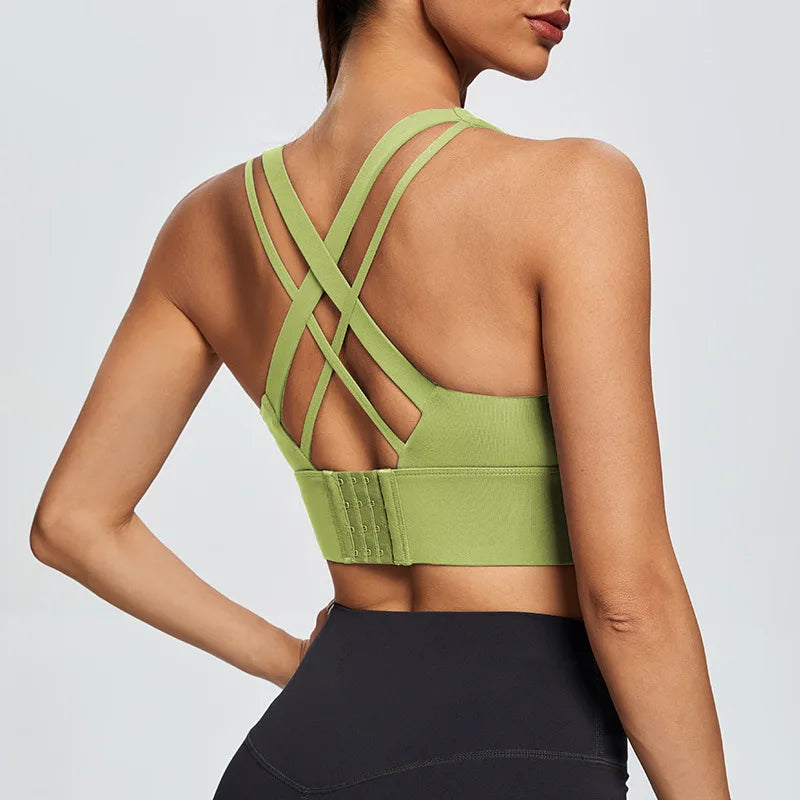 Women's Scoop Neck Multi Strap Cross Back Sports Bra