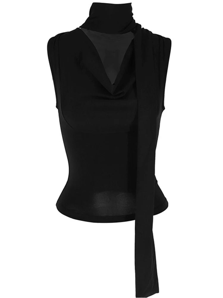 Women's Draped Wrap-Front Sleeveless Tie-Detail Tank Top