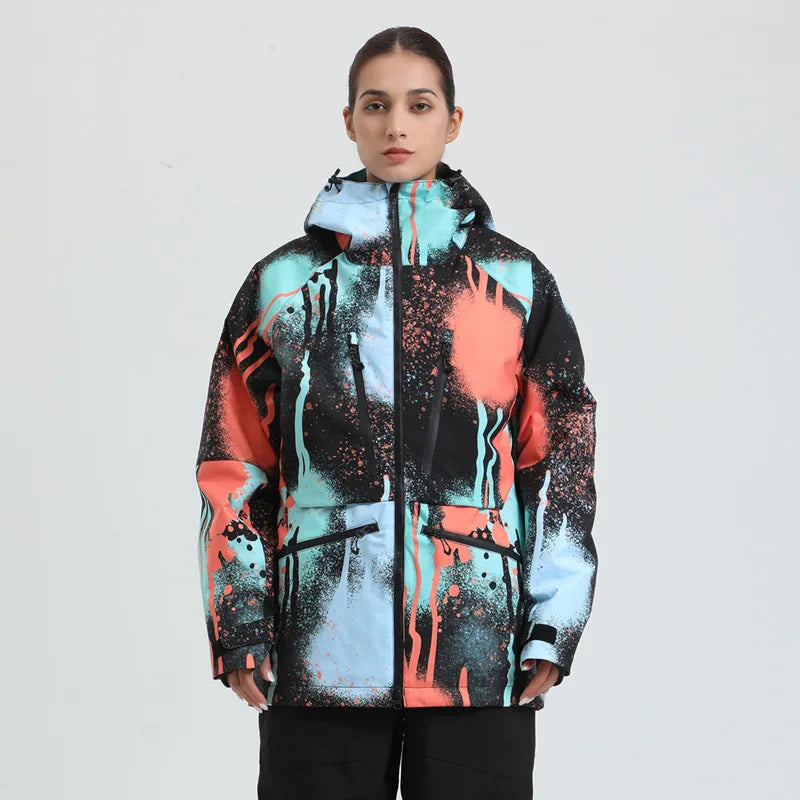 Hooded Long Sleeve Snow Sport Jacket with Front Closure