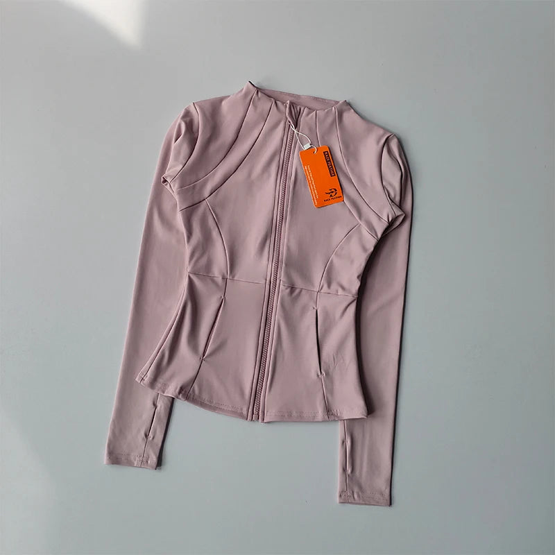 Women's Stand Collar Full Zip Sports Jacket For Workout Outfits