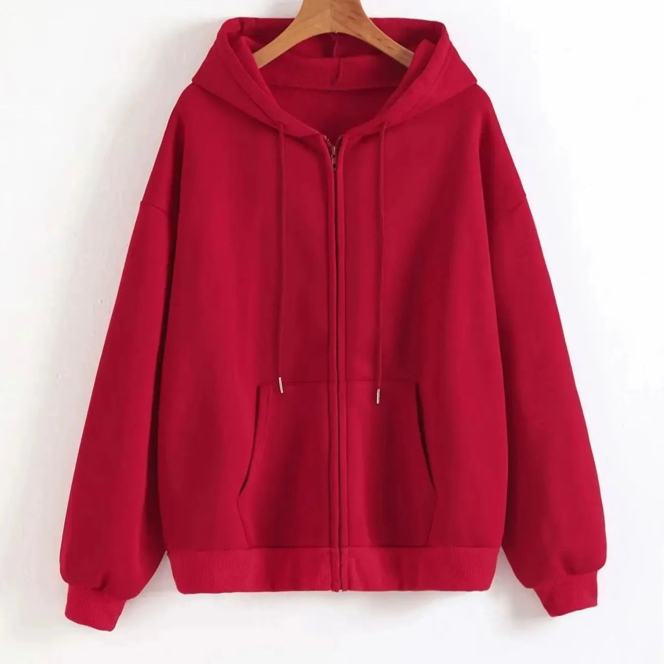 Long Sleeve Full Zip Casual Hooded Sweatshirt for Layering