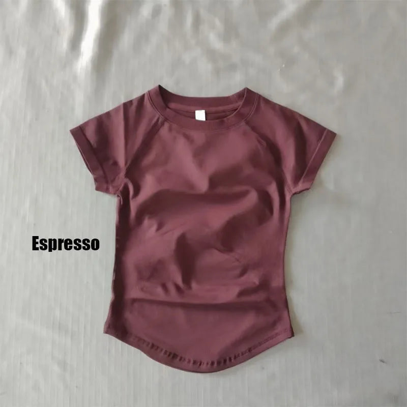 Women's Crew Neck Fitted Short Sleeve T-shirt For Workout Outfits