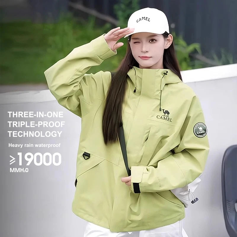 Hooded Long Sleeve Full Zip Outdoor Hiking Jacket with Pockets
