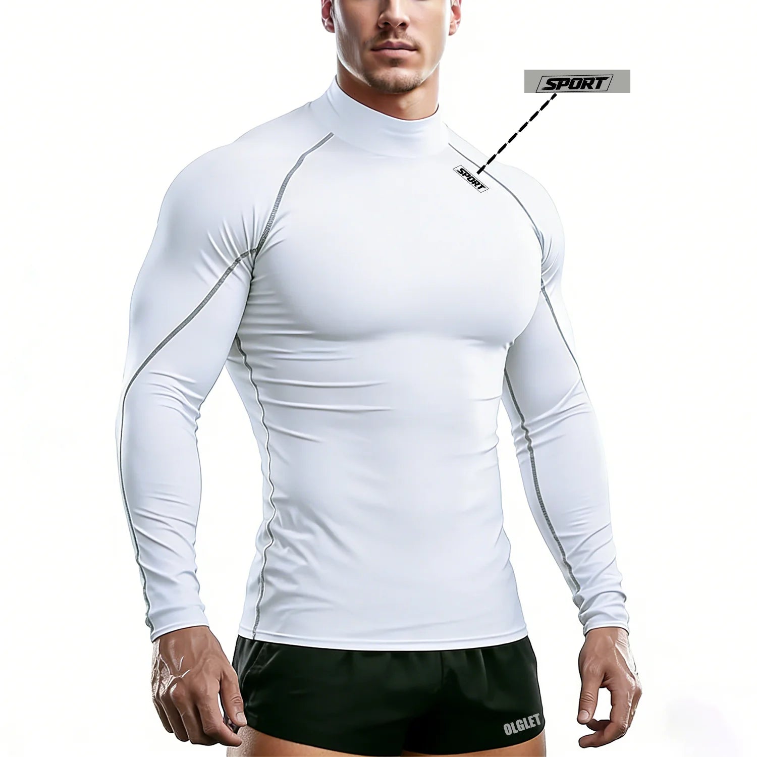 Mock Neck Compression Long Sleeve Rash Guard For Sports Outfits