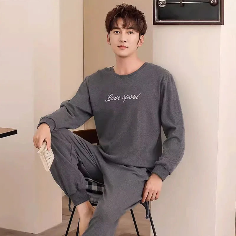 Men's Graphic Long Sleeve Top and Pants Pajama Set