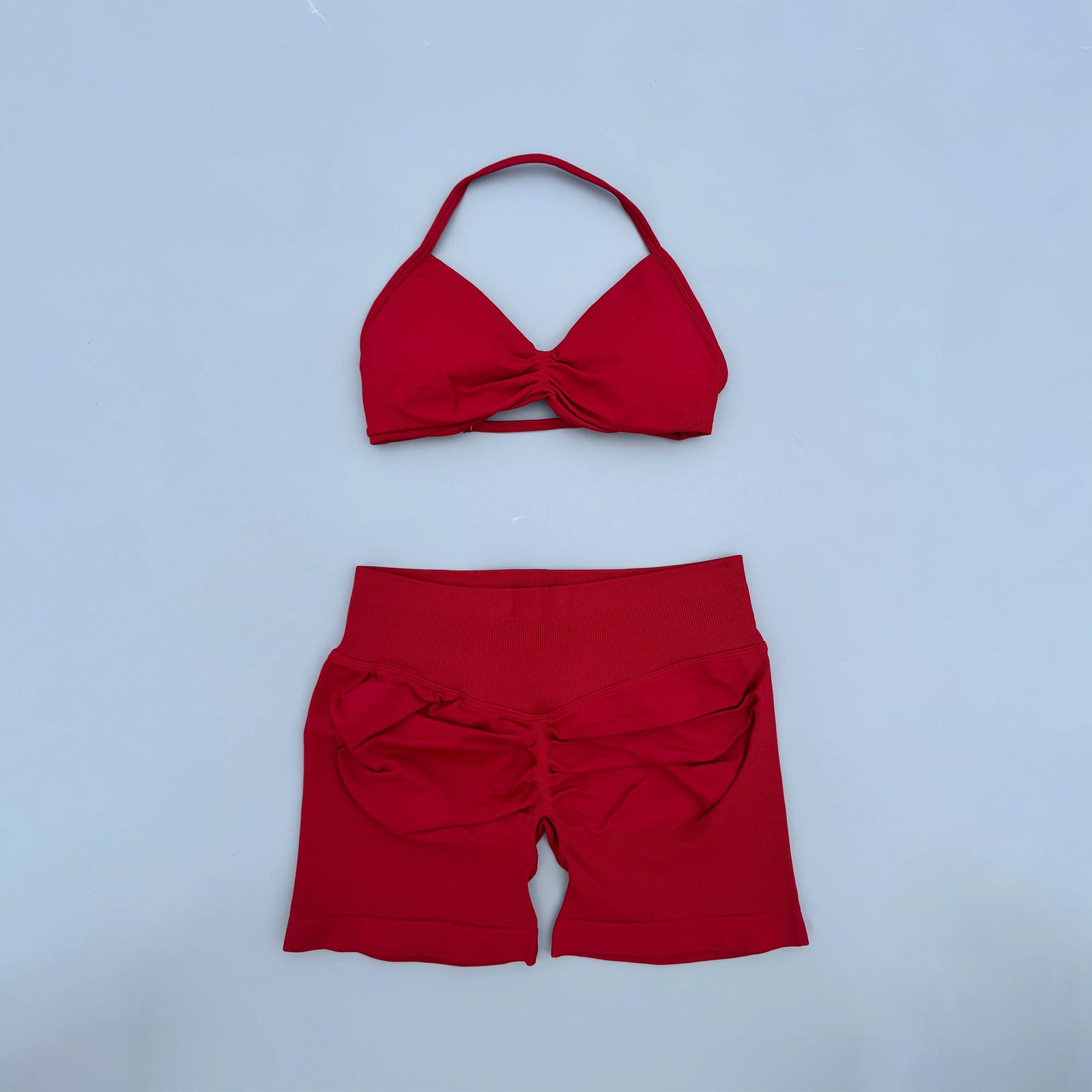 Women's Twist Front Bra And Shorts Yoga Set