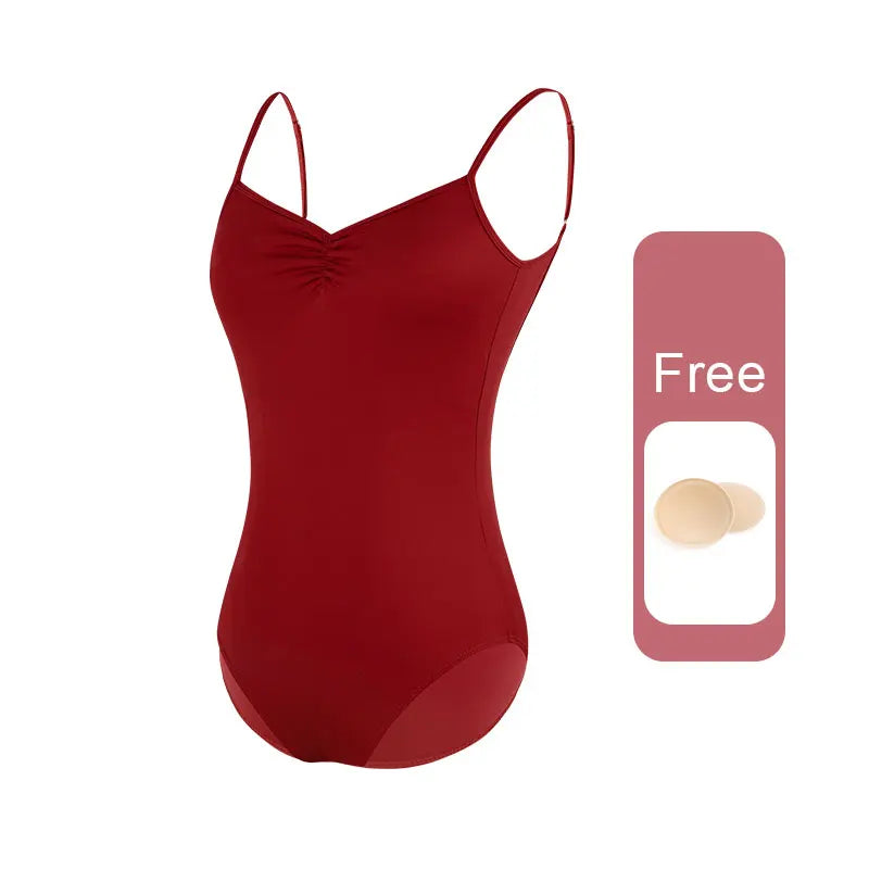 Women's Adjustable Camisole Ballet Leotard with Ruched Front and Low Back