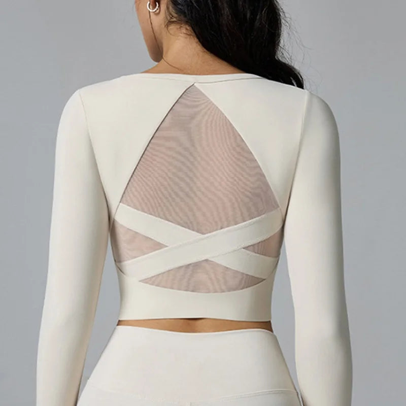 Women's Cross-Back Long-Sleeve Workout Top