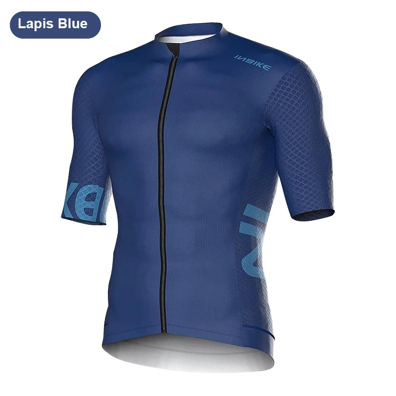 Men's Short Sleeve Full-Zip Cycling Jersey with Mesh Sleeve Panels