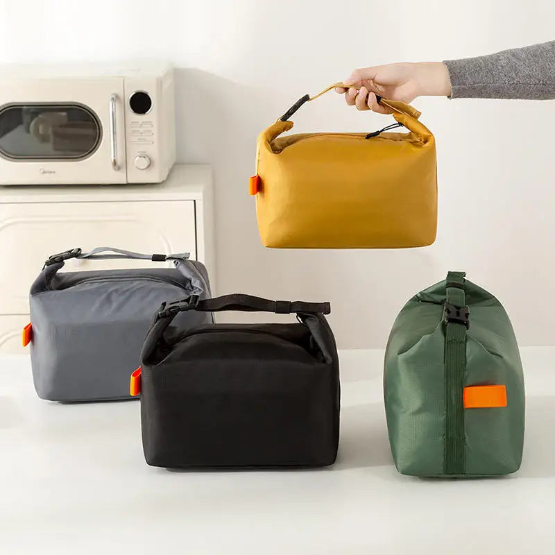Solid Zippered Lunch Tote Bag with Adjustable Carry Handle