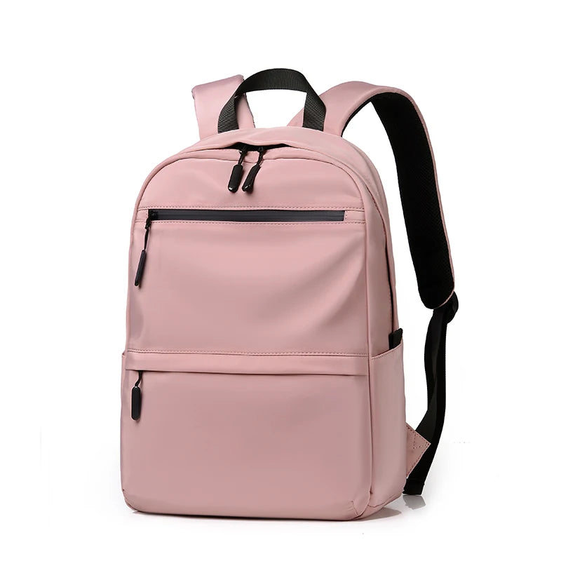 Solid Colour Student Backpack with Front Zippers and Carry Handle