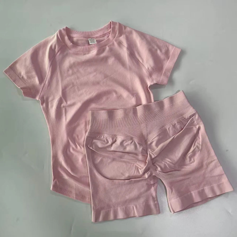 Women's Tee And Shorts Options Yoga Set For Workout Outfits
