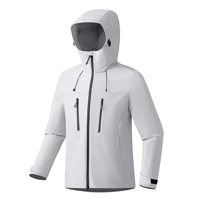 Hooded Long Sleeve Full Zip Outdoor Hiking Jacket with Pockets
