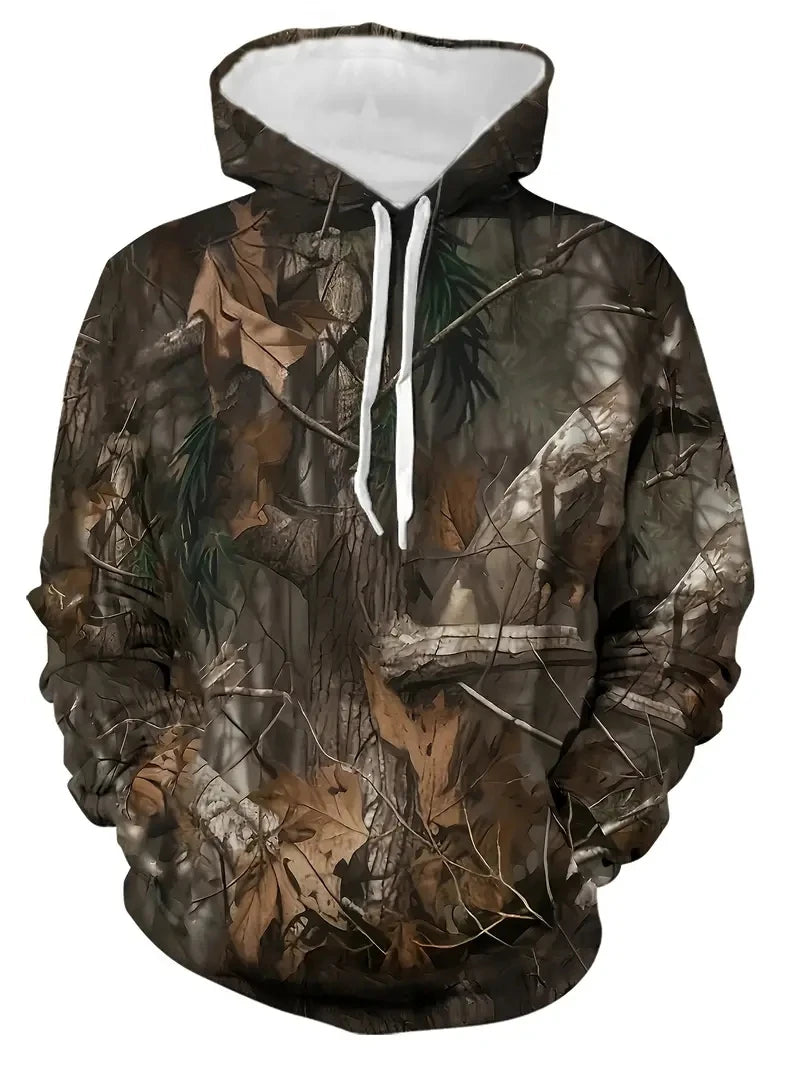 Leaf Camouflage Long-Sleeve Pullover Hoodie