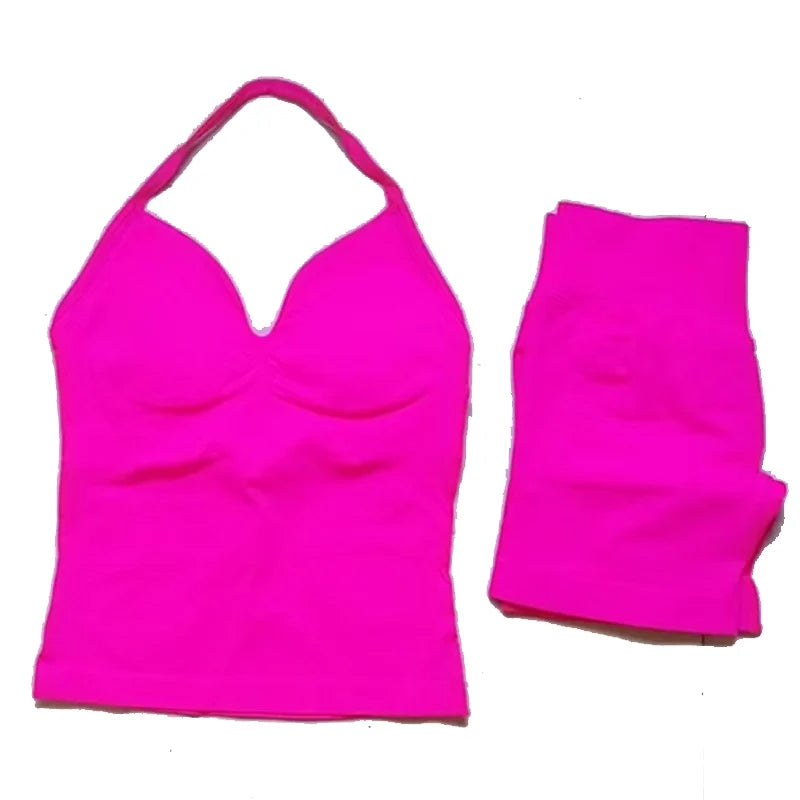 Women's Halter Tank And Shorts Yoga Set For Workout Outfits