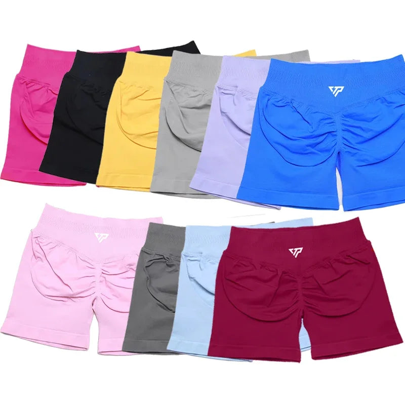 Women's Scrunch Back High Waist Fitted Shorts for Gym Workouts