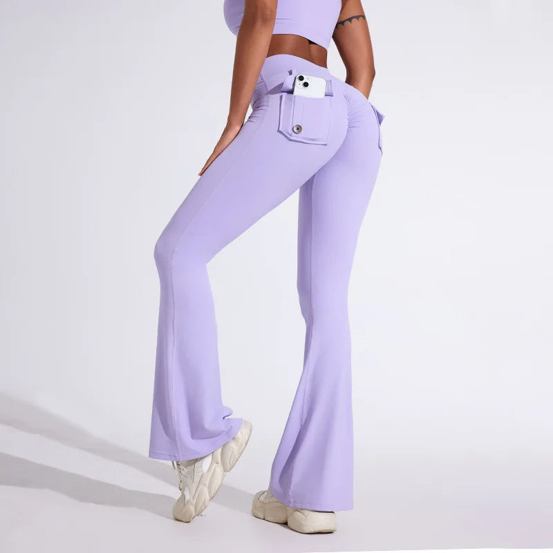 Women's Back Pocket Flared Leggings For Workout Outfits