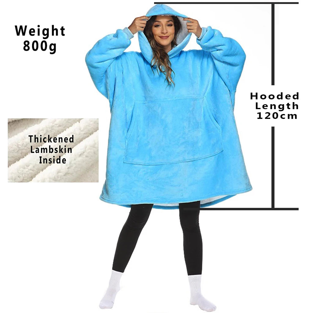 Oversized Fleece Blanket Hoodie with Original Long and Short Styles