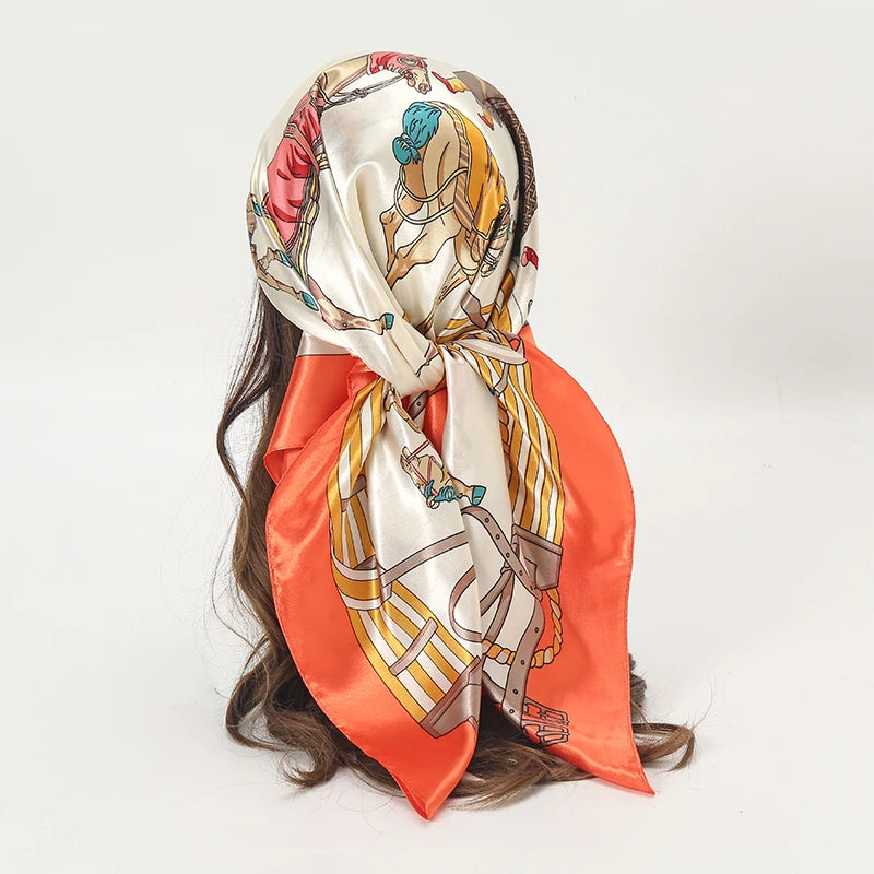 Printed Square Scarf with Ornate Paisley Pattern Options